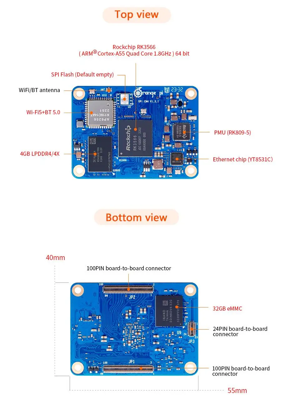 BoaMasMOrange Pi CM4 4GB RAM 3 - Compute Module 4 32Gb Wifi 评论和价格