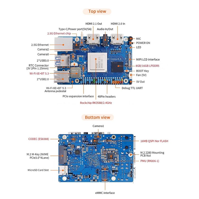 ABRI-For Orange Pi 5 Ultra RK3 - Rk3588 Mini Pc Board 评论和价格
